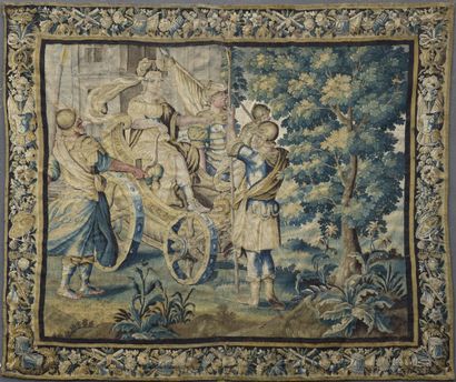 null TAPESTRIES in wool and polychrome silk of the hanging of Aeneas and Dido representing...