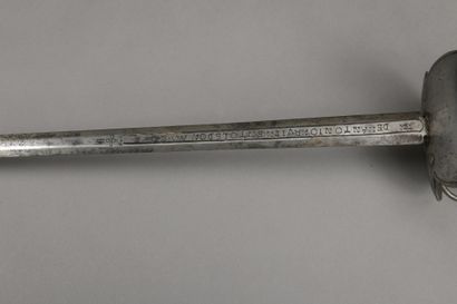 null SPANISH Sword, iron hilt with double plate, straight quillons, round pommel,...