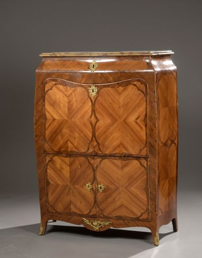 null SECRETARY with a shower with curved rosewood veneer fronts and sides in butterfly...
