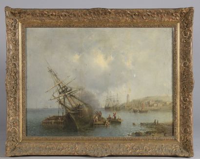 null Tony-François DE BERGUE (Paris 1820-1890)

Shipyard

Reinforced panel.

46,5...
