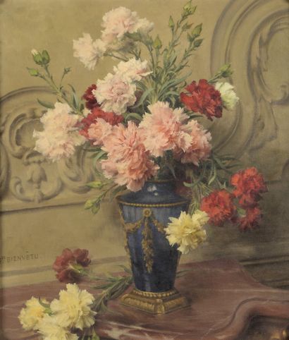 null Gustave BIENVETU (act. c.1875-c.1914)


Bouquet de fleurs dans un vase empire...