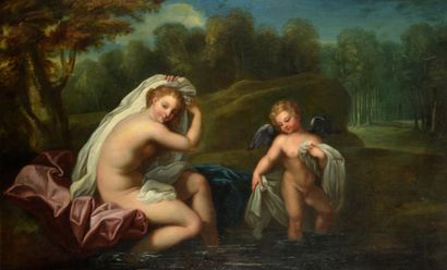 null École FRANÇAISE du XVIIIe siècle, dans le goût du DOMINIQUIN


Nymphe au bain


Toile.


83,5...
