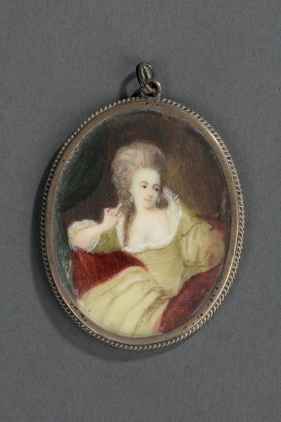 null Arnaud PLIMER (1763-1817)

GRANDE MINIATURE, Portrait of a woman in a white...