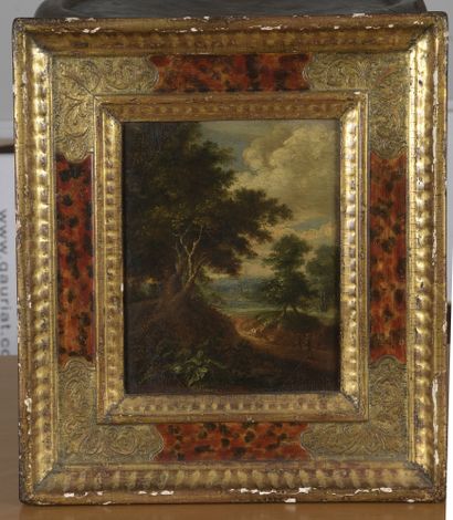 null 
École FLAMANDE du XVIIIème siècle





Paysage aux arbres





Panneau parqueté.





25...