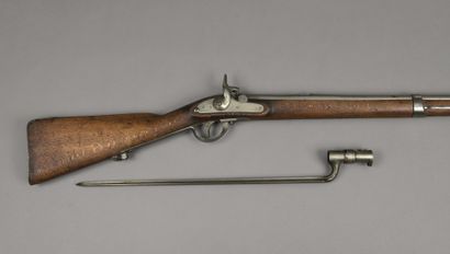 null AUSTRICHIAN INFANTRY RIFLE with percussion, lockplate stamped with the double-headed...