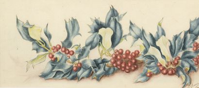 null M. FLOURANCE (20th century)

Holly and mistletoe

Pair of watercolours.

Signed...