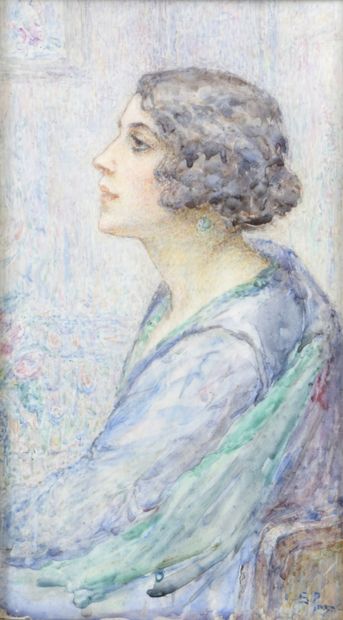 null Sarah PAGE (XIX-XXe siècle)


Portrait d’une élégante, vers 1925


Miniature...