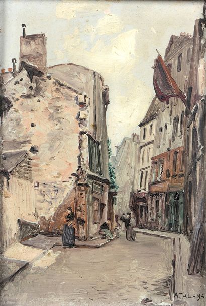 null Enrique ATALAYA (1851-1914)


Vieille rue de Paris


Huile sur carton. 


Signée...