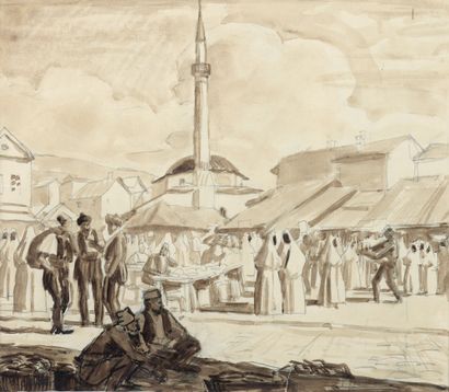 null Robert SANTERNE (1903-1983)


Place animée avec mosquée


Lavis brun sur papier.


Signé...