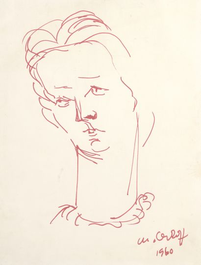 null Chana ORLOFF (1888-1968)

Portrait of a woman, 1960

Red felt on paper.

Signed...
