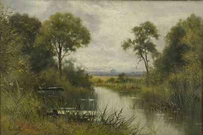 null Geo HEATH (XIXe siècle) 


Barque sur l’étang 


Huile sur toile.


Signée en...
