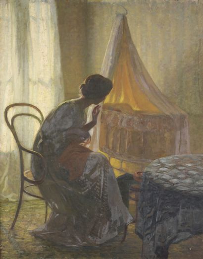 null Henri AMEDEE-WETTER (1869-1929)

Young mother watching the crib, 1910

Oil on...