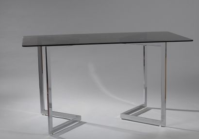 null Émile SOUPLY (1933 - 2013)

CONSOLE with chrome-plated metal structure, transparent...