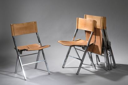 null Émile SOUPLY (1933-2013)

Prototype, 1967

SUITE OF FOUR FOLDABLE CHAIRS with...