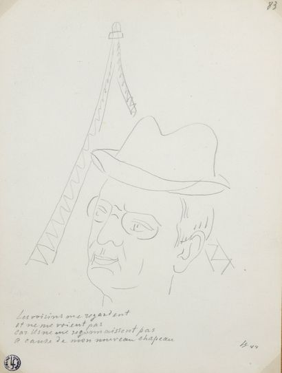 null Léopold SURVAGE (1879-1968)


Portrait à la tour Eiffel, 1944


Crayon.


Monogrammé...