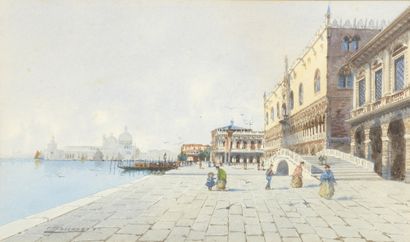 null Andrea BIONDETTI (1851-1946) 


Palais des Doges, Venise


Aquarelle sur papier.


Signée...