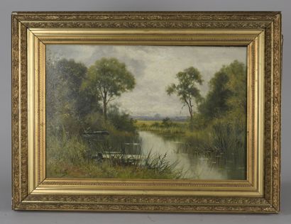 null Geo HEATH (XIXe siècle) 


Barque sur l’étang 


Huile sur toile.


Signée en...