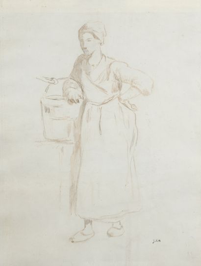 null According to Jean-François MILLET (1814-1875)

Peasant woman with a jug

Brown...