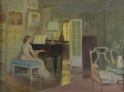 null William Albert ABLETT (1877-1936)


Jeune femme au piano, 1914


Huile sur toile.


Signée...