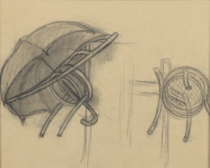 null Dans le goût de Jean HÉLION (1904-1987)


Chaises et parapluie. 


Crayon. 


21...