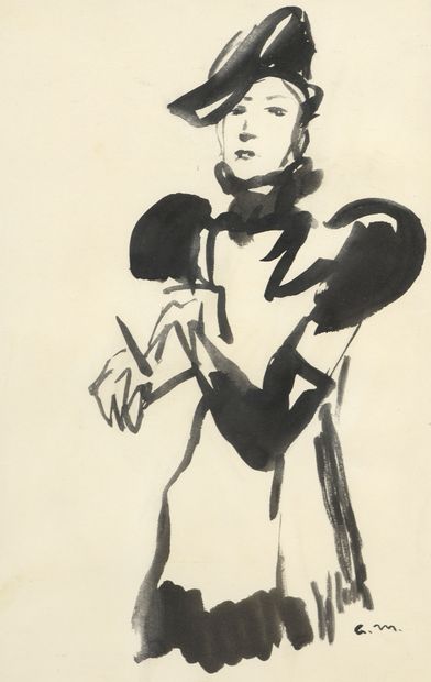 null D’après Albert MARQUET (1875-1947)


Femme au chapeau


Plume et encre sur papier.


Porte...