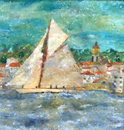 null F. MANGUIN (20th century)

Sailboat in the port of Saint-Tropez

Mixed media...