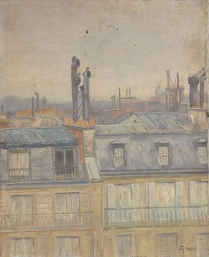 R.TRASTOUR XXth

The chimneys of Paris, 1902

Oil...
