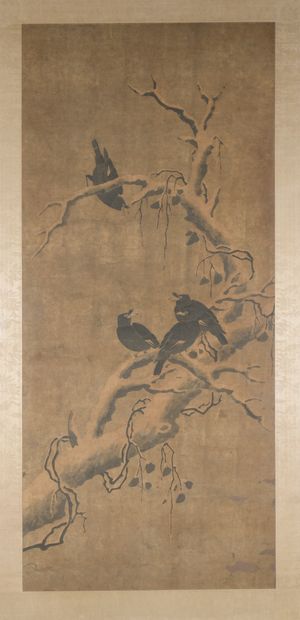 Painting on paper showing birds in branches

China

146...