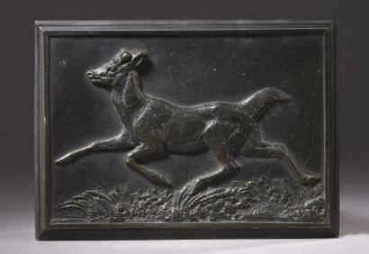  Antoine Louis BARYE (1795-1875) 
Cerf de Virginie 
Plaque en bronze, fonte ancienne...