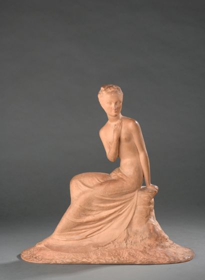 R. POLLIN (XX) 
Bather 
Terracotta subject,...