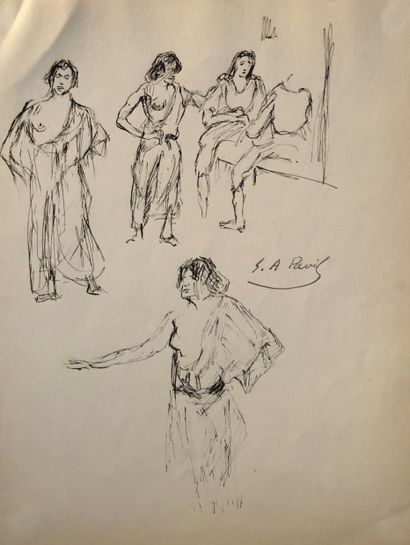 null Elie Anatole PAVIL (1873-1948)

Eight ink drawings on paper, one double-sided,...