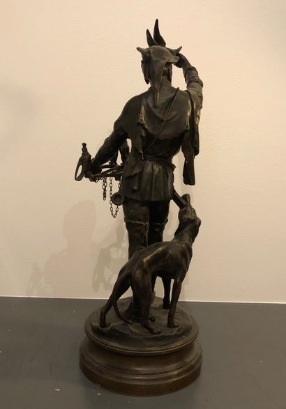  Emile Louis PICAULT (1833-1915) 
The falconer 
Bronze with brown patina, signed...