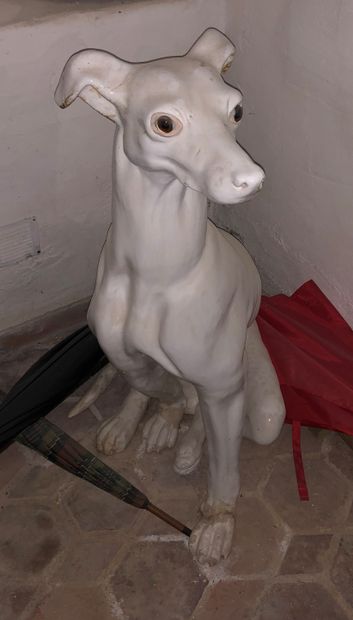 Greyhound in white enamelled earthenware,...