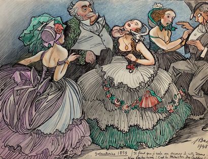  Ferdinand Sigismond LAC (1859-1952) 
Twelve drawings and caricatures in mixed media...