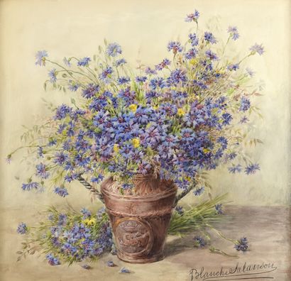 null Blanche SALANSON (20th century) 

Vase of purple flowers

Watercolour on paper....