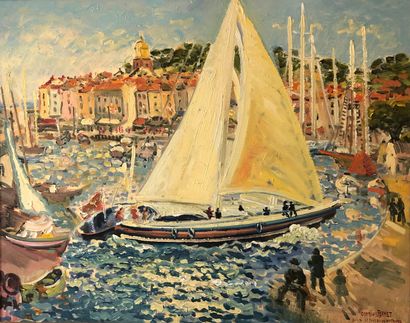  Georges FLANET (1937) 
The Sovereign in Saint Tropez, 1996 
Oil on canvas signed,...