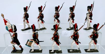 null LUCOTTE 1er Empire : 10 Grenadiers de la Garde au défilé dont Porte Drapeau...