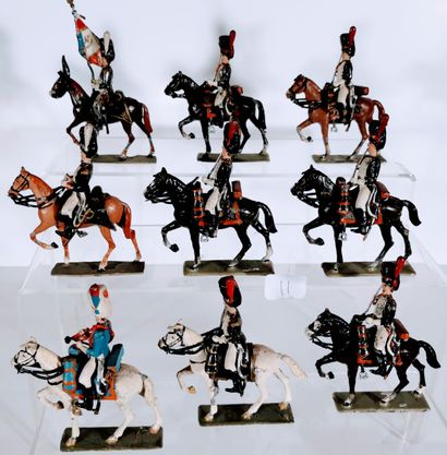 LUCOTTE 1st Empire : 9 Grenadiers of the Guard, on horseback, on parade including...