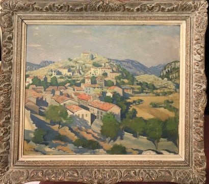  Paul BRET (1902-1956) 
View from Comps on Artuby, Var 
Oil on board, signed lower...