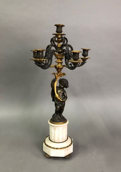 Six-light candelabrum in ruler and gilt bronze...