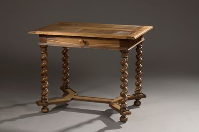 Louis XIII style table in moulded wood, opening...