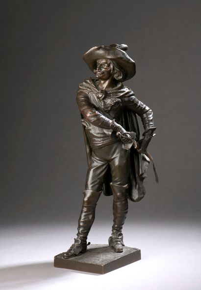  Édouard DROUOT (1859-1945) 
The swordsman 
Bronze subject with brown patina, signed...