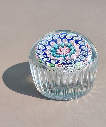 Sulphide channel paperweight ball with millefiori...