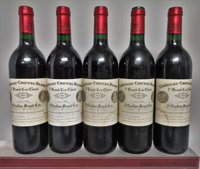 null 5 bouteilles Château CHEVAL BLANC - 1er GCC Saint Emilion 1993 

Etiquettes...