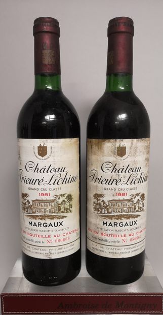 null 2 bouteilles Château PRIEURE-LICHINE - 4 GCC Margaux 1981 

Etiquettes tachées....