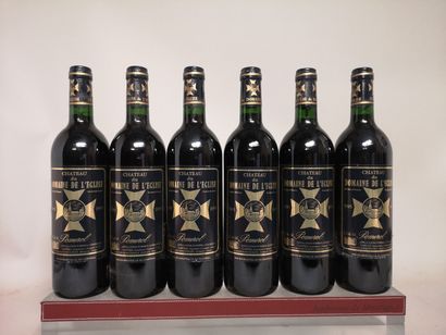 null 6 bouteilles DOMAINE de L'EGLISE - Pomerol 1995. En caisse bois. 

3 étiquettes...