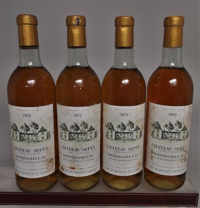 null 4 bouteilles Château SEPTY - Monbazillac 1972 

Etiquettes tachées, légèrement...