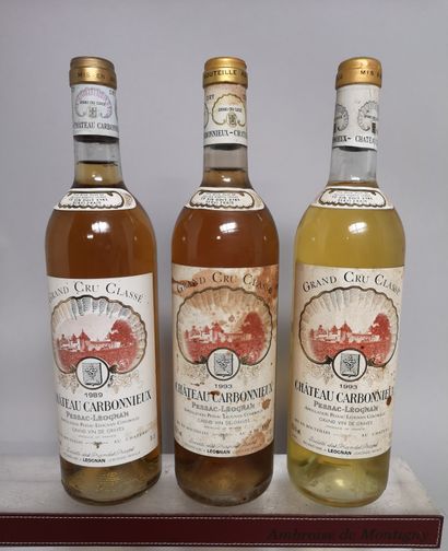 null 3 bouteilles Château CARBONNIEUX blanc - Gc Pessac Léognan : 1 bouteille de...