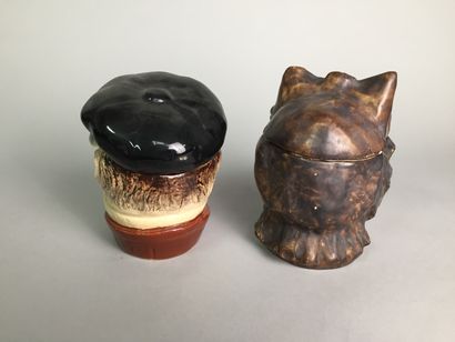 null Lot of 10 tobacco pots including : 

- Head of alpine hunter with moustache....