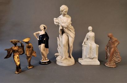 null Lot including : 

- A biscuit subject representing Venus in the bath, bears...